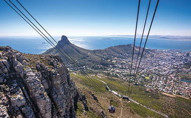 A view from Table Mountain after travelling up by cable car
